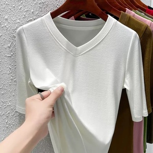เสื้อยืดผู้หญิงทรงยาวแบบทางการ ผ้าสแปนเด็กซ์/ไนลอน คอวี แขนยาว ทรงเข้ารูป แห้งเร็ว สำหรับฤดูใบไม้ร่วง ลดราคา - Product Image 1