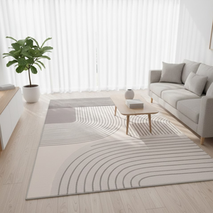 Alfombra Moderna de Diseño 2025, Suave, de Poliéster, Acolchada, Antideslizante, Apta para Mascotas, Hecha a Máquina, Color Sólido Beige, Gris Cálido, Crema, Neutro - Product Image 2