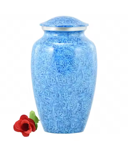 Urne funéraire de luxe en pierre et métal en gros, pot commémoratif avec motif artistique en marbre gris et finition émail poli lisse - Product Image 6