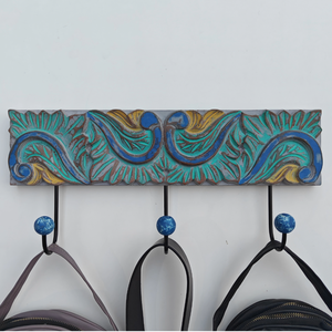 Colgador de llaves decorativo tallado en madera Smart Art Green Wash, hecho a mano, para montar en la pared, organizador de llaves, decoración de pared de madera de ingeniería. - Product Image 3