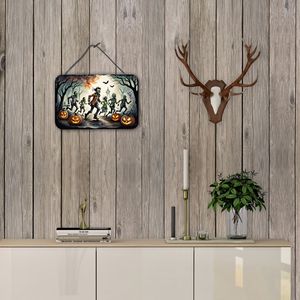 Nuevo Multicolor Zombies Spooky Halloween colgante de pared Puerta de Metal de aluminio y Bar cocina baño placa decoración del hogar 8HX12W - Product Image 4