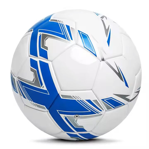 Custom Soccer Ball White <b>Blue</b> Graphic Design Training Match Football Durable PU <b>Material</b> Professional Size Standard Ball - Product Image 2