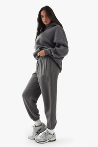 Women Charcoal Gray Oversized Hoodie <b>Jogger</b> <b>Set</b> Casual Two Piece Tracksuit Streetwear Lounge Wear Pullover <b>Matching</b> Sweatpants - Product Image 3