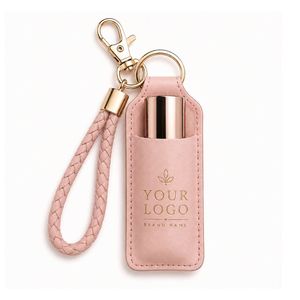 Custom PU Lip Balm Holder Keychain Bag Charm With Logo - Product Image 3