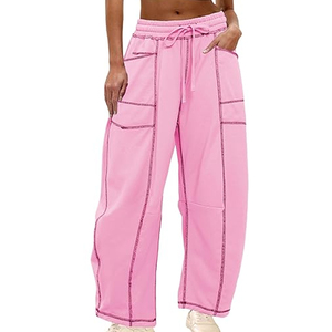 Women Wholesale Cargo Sweatpants Wide Leg Pants High Waist <b>Drawstring</b> Casual Loose Fit Streetwear - Product Image 1