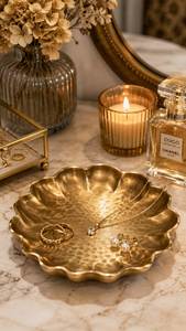Decorative Brass Vanity <b>Tray</b> for <b>Perfume</b> & Cosmetics Vintage Metal Jewelry Display Plate Wholesale Exporter India - Product Image 5