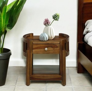 Modern Solid Wood Nightstand With 1 Drawer And Open <b>Shelf</b> Storage Bedroom Furniture Scandinavian Design - Product Image 1