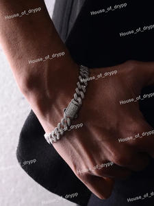 Bracelet gourmette en argent sterling serti de diamants Moissanite taille ronde, style Hip Hop, cadeau de luxe pour homme - Product Image 2