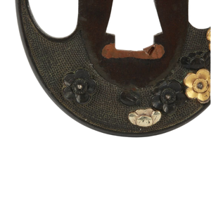 ทั๊งกันมีดญี่ปุ่นยุคเอโดะ ทองแดงแดงนาโนโกะ ประดับด้วยทองและเงิน ลายดอกไม้ ไม่มีตราประทับ - Product Image 5