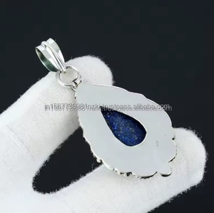 Collar con colgante de lapislázuli Natural, colgante hecho a mano de Plata de Ley 925, colgante de lapislázuli, regalo para mujer, collar con colgante - Product Image 5