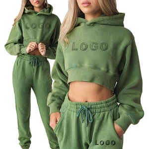 Custom Logo Sudadera Womens Comfortable Long Sleeve Lightweight Pullover Cotton Hoodie With Kanga Pocket Set - Product Image 2