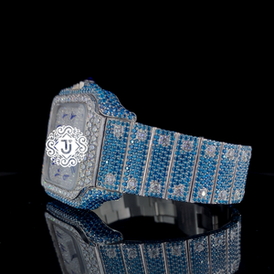 Montre-bracelet analogique de luxe de qualité supérieure avec diamants verts, boîtier et bracelet en acier inoxydable, disponible pour l'exportation - Product Image 3