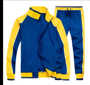 Sporty Streetwear 2-Piece Tracksuit Embroidered Polyester Color Contrasted Sweat Suits Fashionable Sportswear - Product Image 5