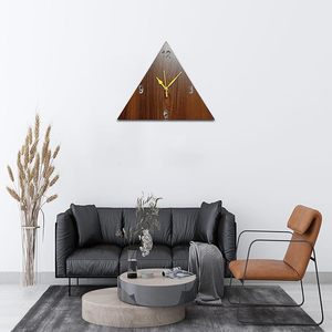 Wooden Triangle Antique Style Large Modern <b>Battery</b> Powered Quartz Wall <b>Clock</b> Decor for Living Room Home Office - Product Image 3