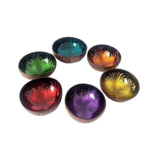 Vietnam Hanoi lacquer coconut bowl in <b>natural</b> and colorful designs perfect for eco conscious dining and wholesale use - Product Image 2