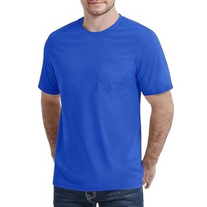 Camiseta de Cuello Redondo para Hombre, Estilo Urbano Azul 2025, Talla Grande, Algodón y Poliéster Transpirable con Bolsillo - Product Image 1