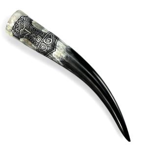 Regalo Vikingo para Hombres y Mujeres - Cuerno para Beber de Cuerno de Buey Genuino de 12 Pulgadas con Soporte, Estilo Animal Único, Acabado Natural Pulido - Product Image 2