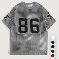 Meilleures ventes : Haut en maille à manches courtes avec logo, style plage, pour hommes, maillot de basket-ball et de football en maille, pulls pour hommes