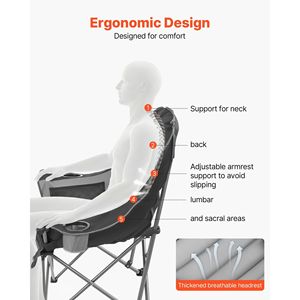 Sedie da Campeggio Pieghevoli Imbottite Oversize con Doppio Portabicchieri, Supporto Robusto per 450 Libbre, Ideali per Campeggio e Bicchieri da Vino - Product Image 3