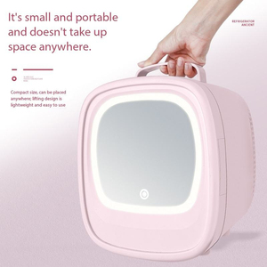 <b>Portable</b> Mini Beauty <b>Fridge</b> 6L Pink Rectangle Shape With Glow Mirror For Makeup Storage Personal Care Use - Product Image 3