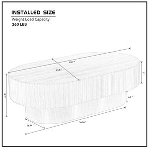43.70 Inch Modern Handcrafted <b>Oval</b> Drum <b>Coffee</b> <b>Table</b> with Sturdy Pedestal Small Wooden <b>Coffee</b> <b>Table</b> for Living Room - Product Image 5