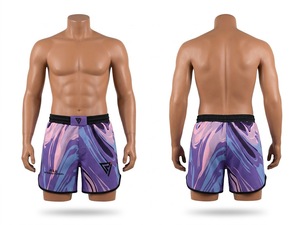 RLL INTERNATIONAL Herren Sublimations-MMA-Shorts Lila-Blau Bedruckt Feuchtigkeitsableitend Athletische Passform Sport- und Kampfsportbekleidung - Product Image 1