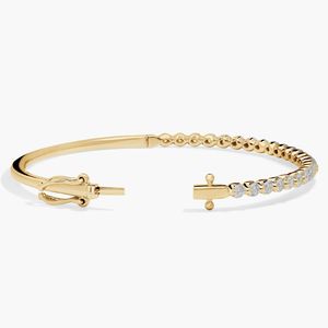 14K Yellow Gold Round Cut Lab Grown Diamond <b>Bangle</b> <b>Bracelet</b> - Product Image 6