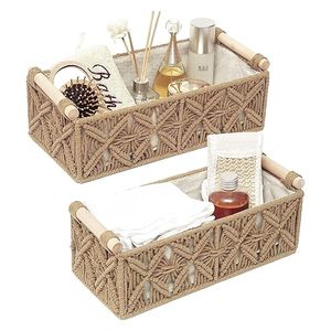 Customised Handwoven Modern Decor <b>Storage</b> <b>Basket</b> <b>Rectangle</b> Woven Decorative <b>Basket</b> for Organizing Sundries Multifunctional Use - Product Image 5