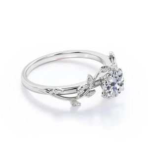 Bestselling 1 Carat Cut Moissanite Luxury Vine Engagement Wedding <b>Ring</b> Sterling <b>Silver</b> Geometric Prong Setting Certified Unique - Product Image 2