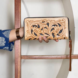 Nuevo Bolso de Mano de Cuero Repujado a Mano para Mujer, con Cierre de Cremallera y Estampado Floral, Tarjetero y Monedero para Uso Diario - Product Image 3