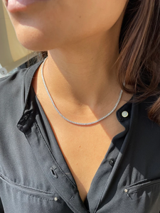 Solid Women's Rhodium Plated Zinc Alloy Cubic Zirconia <b>Snake</b> Chain Necklace Minimalist Daily Wear Jewelry - Product Image 2