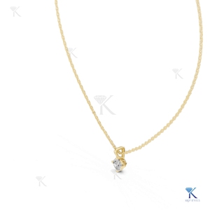 0.50 CT Brilliant Cut Lab Grown Diamond Solitaire <b>Pendant</b> Necklace 14K 18K <b>Solid</b> <b>Gold</b> Open Basket Fine Women's Party Wedding - Product Image 5