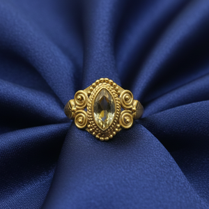 Anillo de Plata de Ley 925 con Piedra Preciosa de Citrino, Hecho a Mano, Estilo Bohemio Vintage, Corte Marquesa, Piedra Amarilla, Joyería de Diseño, Regalo para Mujer - Product Image 4