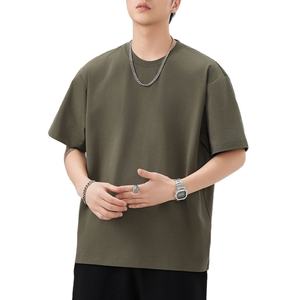 Camiseta de algodón 100% lisa en blanco más vendida, camiseta de manga corta de gran tamaño con cuello redondo GSM 260 para hombre, Camiseta deportiva informal - Product Image 2