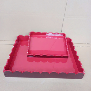 Modern scalloped lacquer serving tray from <b>Vietnam</b>, designed with premium craftsmanship and customizable color solutions - Product Image 3