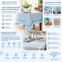 Nappe en coton simple, motif floral bleu, imprimée à la main, style indien, pour la maison et l'hôtellerie, vente en gros