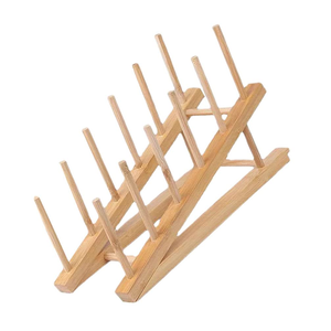 Support à assiettes en bois – Meilleur prix, vente flash – Égouttoir à vaisselle robuste en bois naturel, support pour assiettes et couvercles de casseroles - Product Image 5