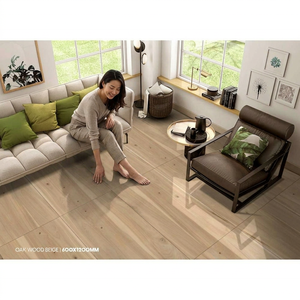 Azulejos de porcelana de madera de roble marrón 600x1200mm 60x120cm cerámica 24x48in alto brillo antideslizante diseño de suelo de aspecto de madera - Product Image 4