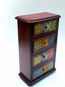 Armario de Madera Maciza de Estilo Retro con Cajones Pintados, Mueble con 4 Cajones para el Hogar, Villa, Centro Comercial, Sala de Estar, Dormitorio, Almacenamiento - Product Image 3