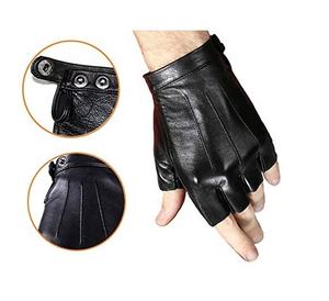 <b>Fingerless</b> <b>Leather</b> <b>Gloves</b> Customized Logo Black Soft Genuine <b>Leather</b> <b>Gloves</b> From Pakistan - Product Image 5