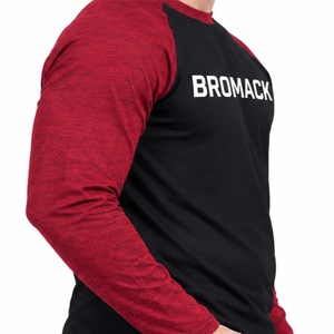 <b>Men</b> T <b>Shirt</b> Black Burgundy Contrast Long Sleeve Design Classic Crew Neck Two Tone Style Dark <b>Red</b> Sleeves Daily Clothing Weekend - Product Image 6