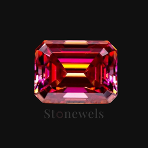 Diamant rouge taille émeraude, cultivé en laboratoire, pureté DEF VVS VS, HPHT CVD, certifié IGI, couleur fantaisie, vente en gros - Product Image 3