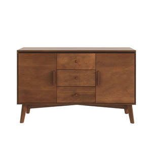 Buffet moderne en teck avec 3 tiroirs et double porte de rangement pour l'organisation de la salle à manger et du salon - Product Image 1