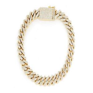 Men's 18K Gold Plated Diamond Chain <b>Bracelet</b> Round Brilliant Cut Pave Setting Luxury Everyday Wear Geometric Link Design - Product Image 1