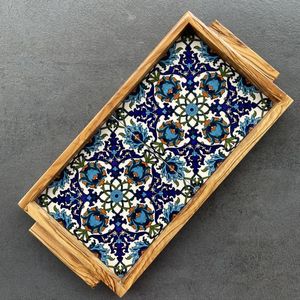 Plateau de service élégant en bois émaillé Art Déco pour la maison, la cuisine, le café, les collations, la salle à manger, les restaurants – Qualité supérieure, idéal pour les mariages et le Diwali - Product Image 2