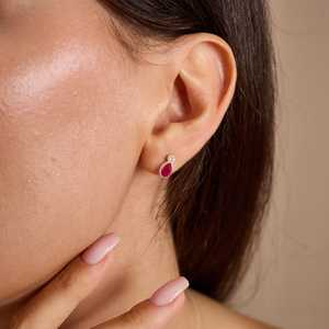 Elegant Birthstone Teardrop Ruby <b>Emerald</b> <b>Stud</b> Earrings 925 Sterling Silver 14K Gold Plated Custom Jewelry For Women Gift - Product Image 4