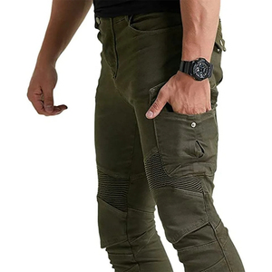Men's Olive Green Motorcycle Cargo <b>Pants</b> With Protective Knee <b>Pads</b> Breathable All Seasons Wear - Product Image 3