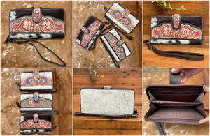 Recién llegado, cartera tallada a mano, funda de teléfono de embrague, elegante Cartera de cuero de piel de vaca, múltiples usos, carteras con estilo occidental - Product Image 3