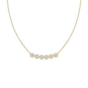 สร้อยคอจี้แบบแท่ง ประดับเพชรทรงกลมเจียระไนแบบ Bezel Set เพชรเพาะเลี้ยงแบบ Solitaire สำหรับใส่ทุกวัน เครื่องประดับชั้นดี ทองคำแท้ 14K 18K จากผู้ผลิต - Product Image 1
