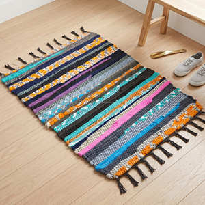 3' x 5' Blue Handwoven Recycled Cotton Chindi Area Rug for Bedroom Coastal Scandinavian & Contemporary Home - Product Image 4